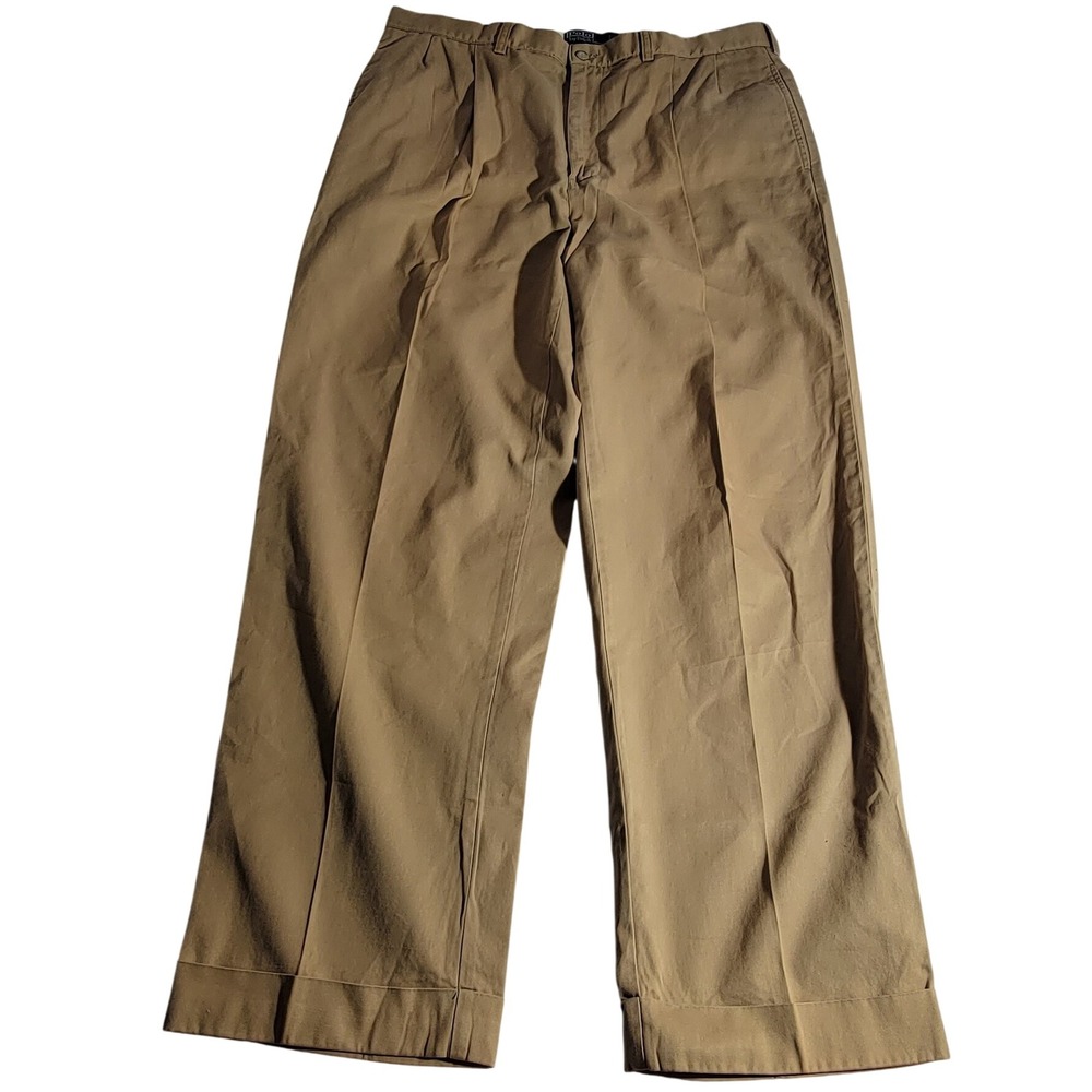 Polo Ralph Lauren Hammond Pant Tan Khaki Pleated Cuffed Cotton Chinos 35x30